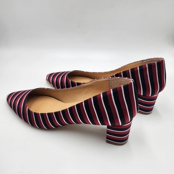 Talbots Kelsey Womens striped satin fabric upper block heel pumps Sz 9.5M - Picture 6 of 9